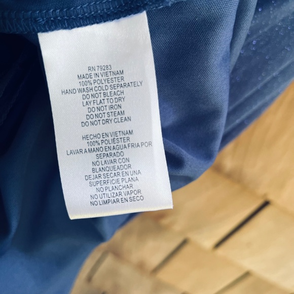 Alex Evening Sz12 Cold Shoulder Glitter Mesh Blue Dress Draped Skirt Cowl Neck - Picture 16 of 16